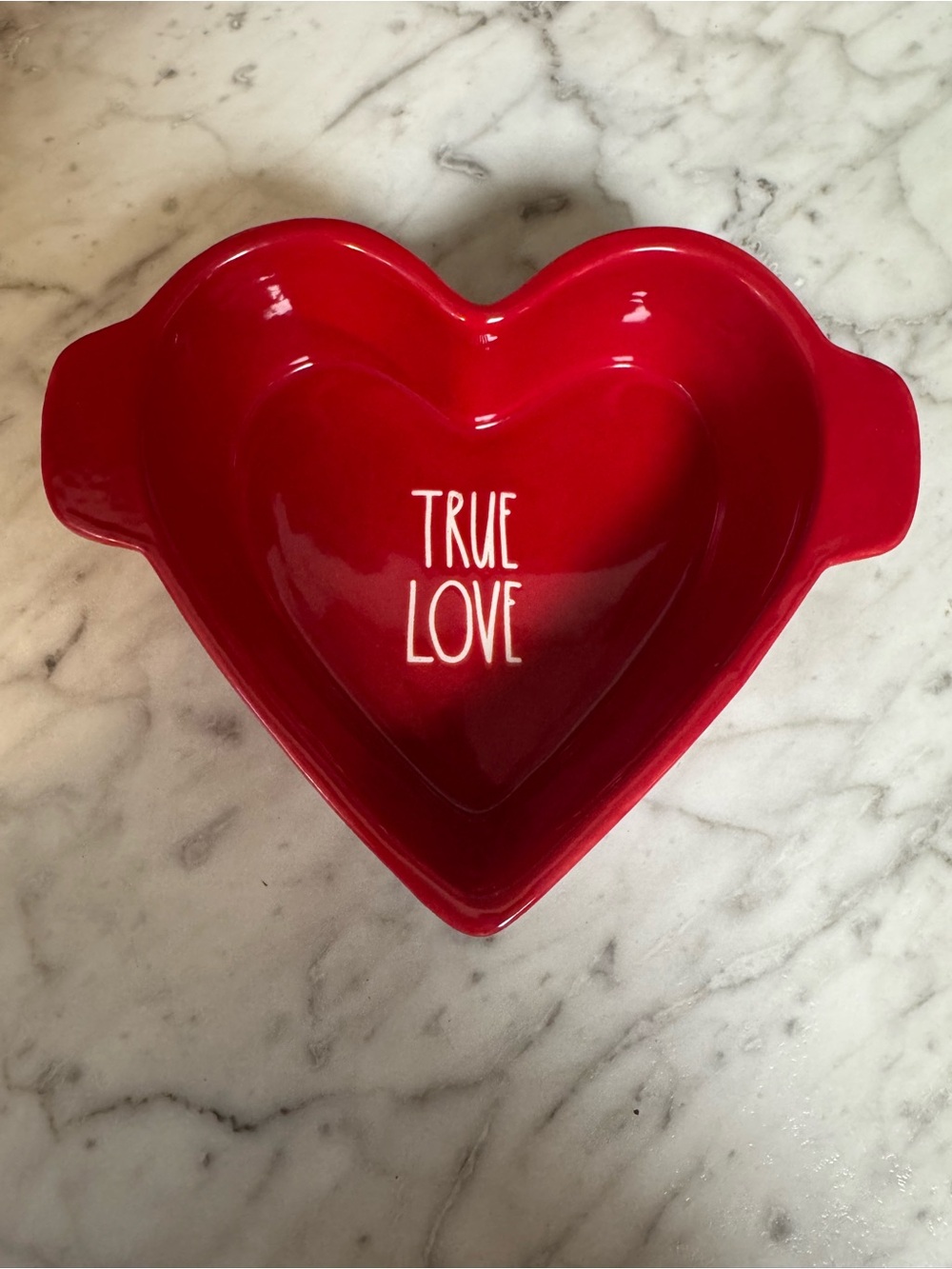 Rae Dunn Red Heart Ceramic Baking Dish with "TRUE LOVE"